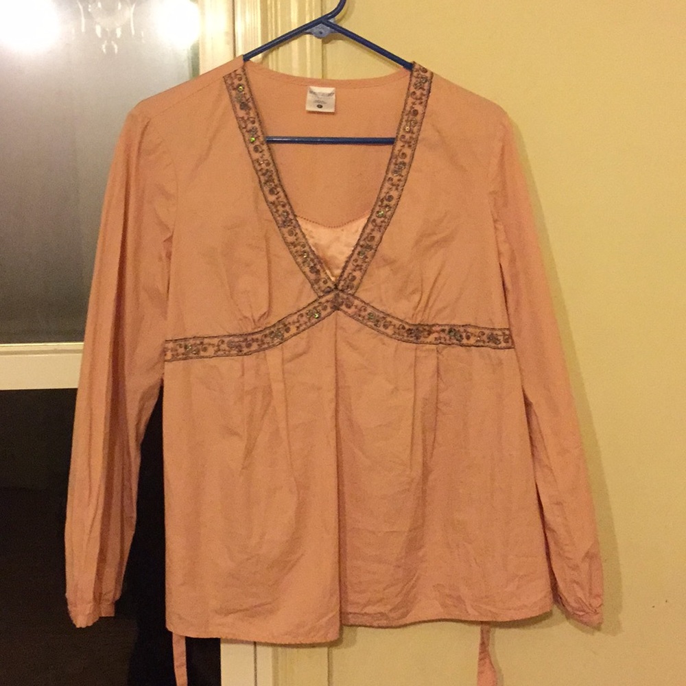 Motherhood Maternity Bead Embroidered L/S Shirt